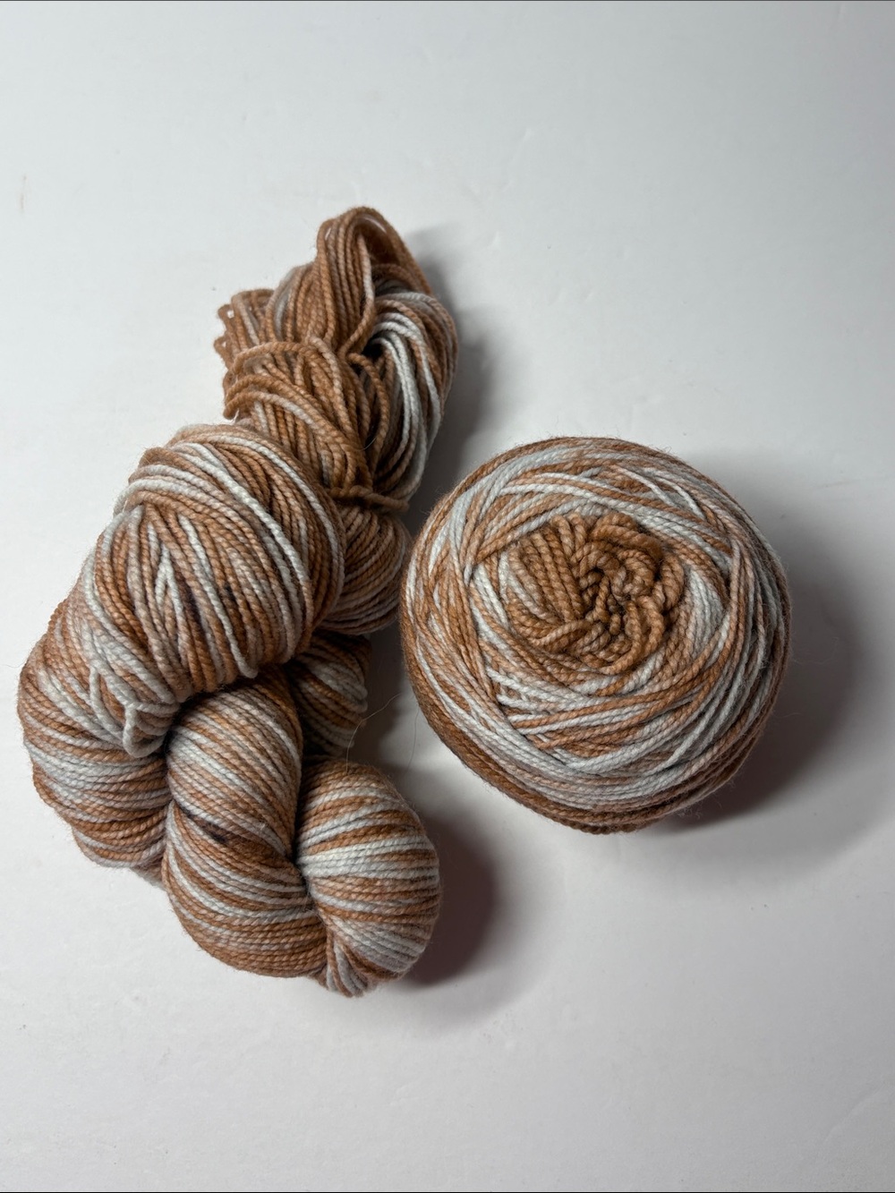 SW Wool Chestnut Cream and Tan Variegated Yarn Skeins